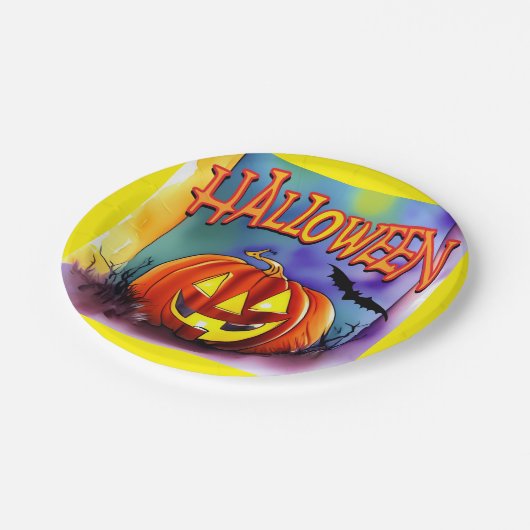 Halloween Pumpkin Pappteller (Schrägansicht)