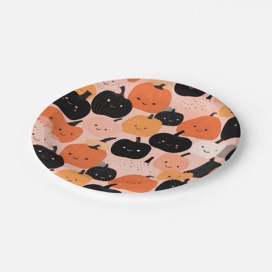 Halloween Pumpkin-Patch Pappteller (Schrägansicht)