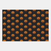 Halloween Pumpkin Pattern Black Wrapping Paper Geschenkpapier Set (Vorderseite 3)
