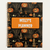 Halloween Pumpkin Pattern Dark Planer (Vorderseite)