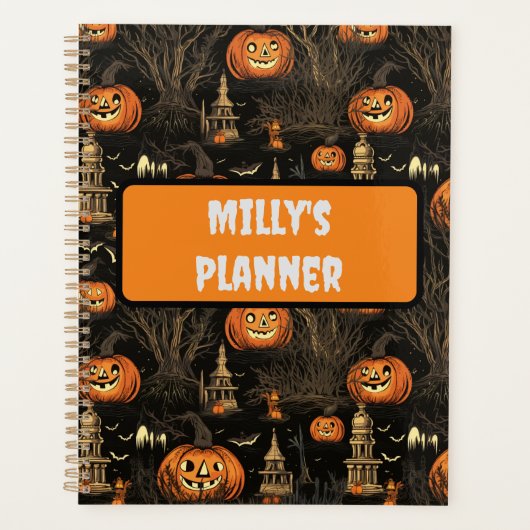 Halloween Pumpkin Pattern Dark Planer (Vorderseite)