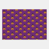 Halloween Pumpkin Pattern Lila Wrapping Paper Geschenkpapier Set (Vorderseite)