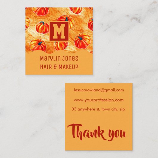 HALLOWEEN PUMPKIN PATTERN QUADRATISCHE VISITENKARTE (Vorne/Hinten)