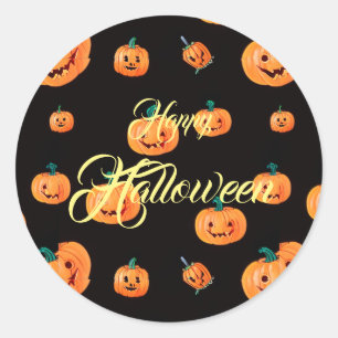 Halloween Pumpkin Pattern Runder Aufkleber