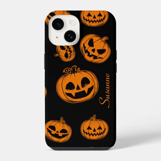 Halloween Pumpkin Pattern Telefon 14 Fall iPhone Hülle (Rückseite)
