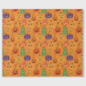 Halloween Pumpkin Pattern Wrapping Paper Geschenkpapier (Flach)