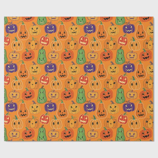 Halloween Pumpkin Pattern Wrapping Paper Geschenkpapier (Flach)