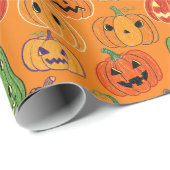 Halloween Pumpkin Pattern Wrapping Paper Geschenkpapier (Rolleneckpunkt)