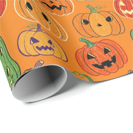 Halloween Pumpkin Pattern Wrapping Paper Geschenkpapier (Rolleneckpunkt)