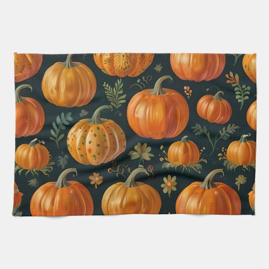 Halloween Pumpkin Pie Vibes Geschirrtuch (Horizontal)