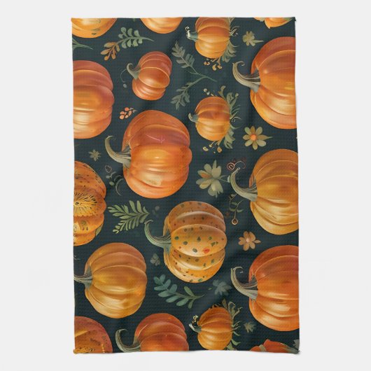 Halloween Pumpkin Pie Vibes Geschirrtuch (Vertikal)