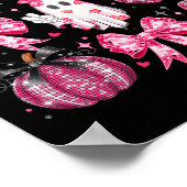 Halloween Pumpkin Pink Ribbon Disco Ghost Bow Brea Poster (Ecke)