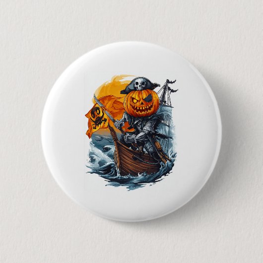 Halloween Pumpkin Pirate Adventure Button (Vorderseite)