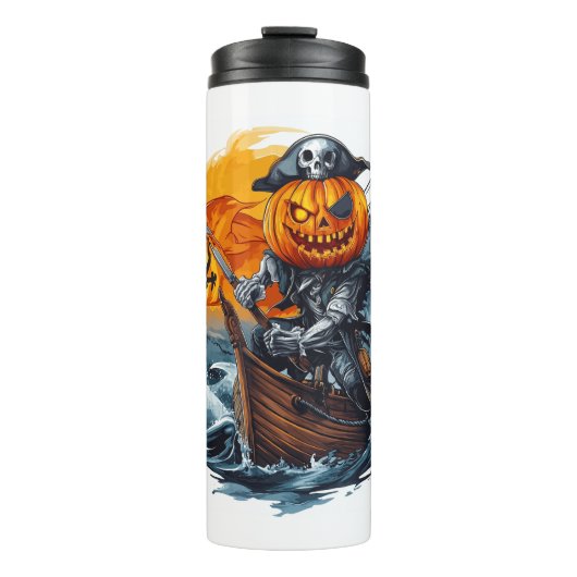 Halloween Pumpkin Pirate Adventure Thermosbecher (Vorderseite)