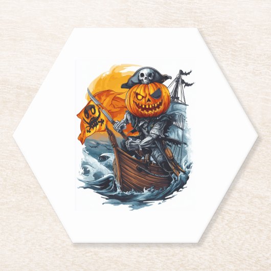 Halloween Pumpkin Pirate Adventure Untersetzer (Vorderseite)