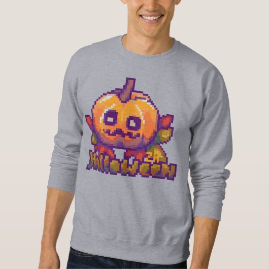 Halloween pumpkin pixel art sweatshirt (Vorderseite)