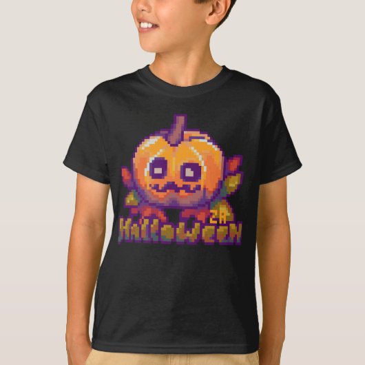 Halloween pumpkin pixel art T-Shirt (Vorderseite)