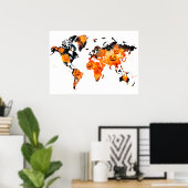 Halloween Pumpkin POD Wall Art World Map Poster (Heimbüro)