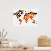 Halloween Pumpkin POD Wall Art World Map Poster (Küche)