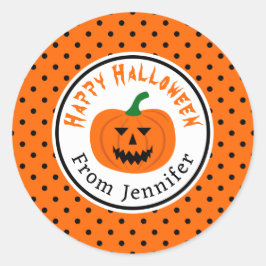 Halloween Pumpkin Polka Dots Stickers