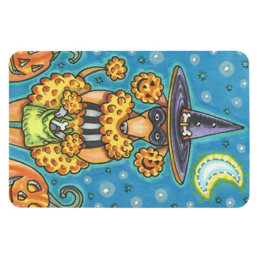 HALLOWEEN PUMPKIN POODLE, DOG MAGNET (Horizontal)