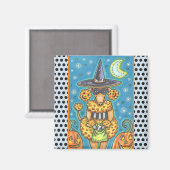 HALLOWEEN PUMPKIN POODLE, DOG MAGNET Square (Vorderseite/Rückseite)