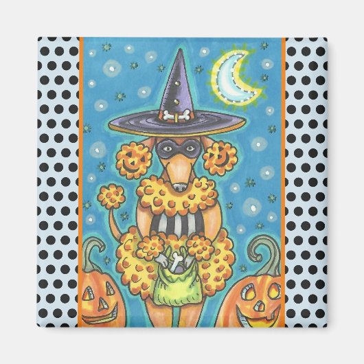 HALLOWEEN PUMPKIN POODLE, DOG MAGNET Square (Vorne)