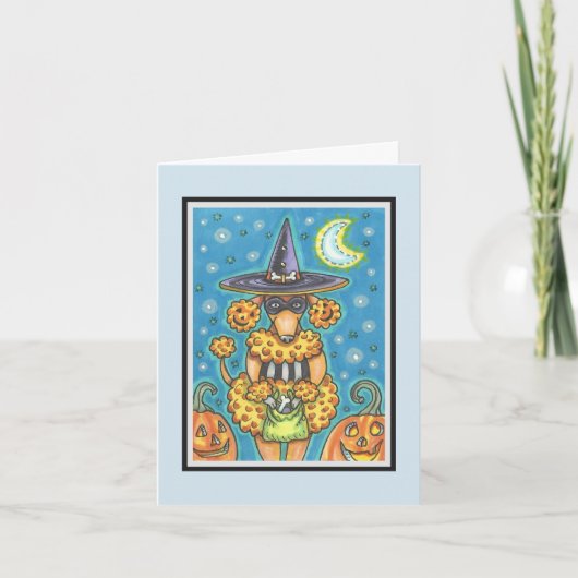 HALLOWEEN PUMPKIN POODLE NOTE GREETCARD Verse Karte (Vorderseite)