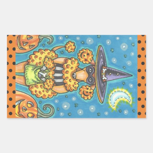 HALLOWEEN PUMPKIN POODLE STICKERS SHEED Rectangle (Vorderseite)