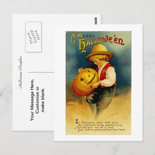 Halloween Pumpkin Postkarte (Vorne/Hinten)