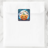 Halloween Pumpkin Quadratischer Aufkleber (Tasche)