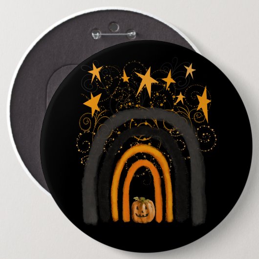 Halloween Pumpkin Rainbow Button (Vorne & Hinten)