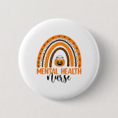 Halloween Pumpkin Rainbow Mental Health Nu Button (Vorderseite)