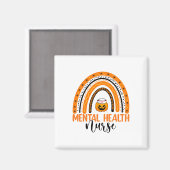 Halloween Pumpkin Rainbow Mental Health Nu Magnet (Vorderseite/Rückseite)