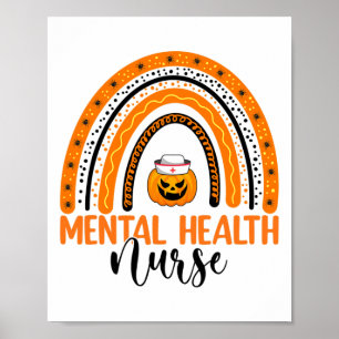Halloween Pumpkin Rainbow Mental Health Nu Poster