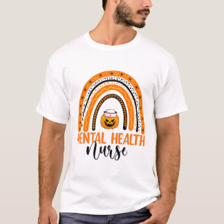 Halloween Pumpkin Rainbow Mental Health Nu T-Shirt