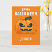 Halloween Pumpkin Retroorange Karte (Gelbe Blume)