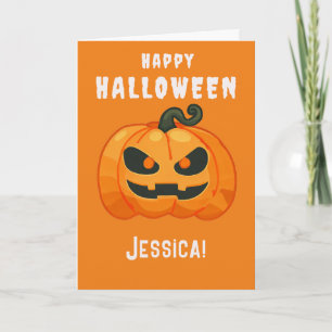 Halloween Pumpkin Retroorange Karte