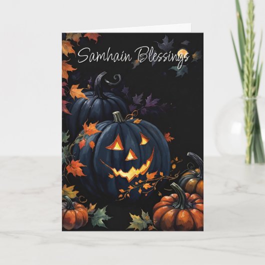 Halloween Pumpkin Samhain Night Pagan Segnungen Karte (Vorderseite)