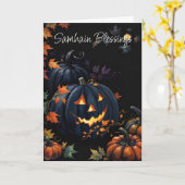 Halloween Pumpkin Samhain Night Pagan Segnungen Karte (Gelbe Blume)