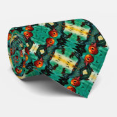 Halloween Pumpkin Scarecrow Satin Stripmuster Krawatte (Gerollt)