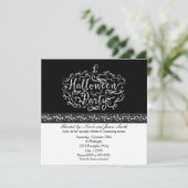 Halloween Pumpkin Schwarz-weiße Einladungen elegan (Stehend Vorderseite)