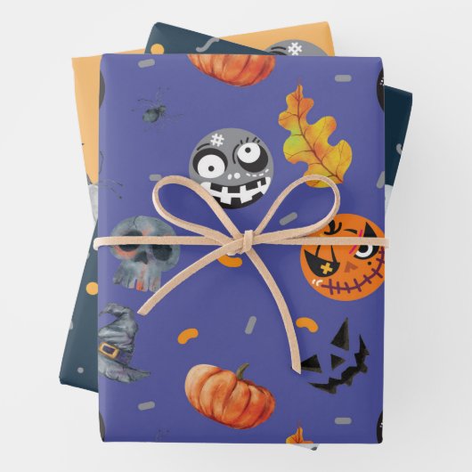 Halloween Pumpkin Skeleton Spuk House Friedhof Geschenkpapier Set (Beispiel)