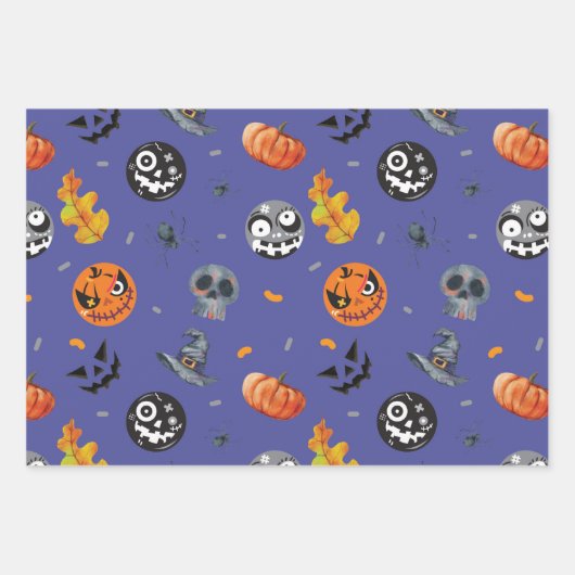 Halloween Pumpkin Skeleton Spuk House Friedhof Geschenkpapier Set (Vorderseite)