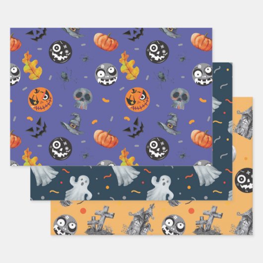 Halloween Pumpkin Skeleton Spuk House Friedhof Geschenkpapier Set (Set)