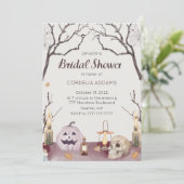 Halloween Pumpkin Skull Bridal Dusche Einladung (Stehend Vorderseite)