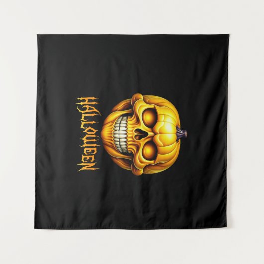 HALLOWEEN PUMPKIN SKULL WANDTEPPICH (Vorderseite (Horizontal))