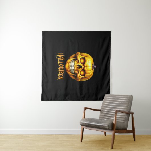 HALLOWEEN PUMPKIN SKULL WANDTEPPICH (Beispiel (Horizontal))