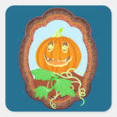 Halloween pumpkin smiling whimsical and spooky quadratischer aufkleber (Vorderseite)