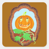Halloween pumpkin smiling whimsical and spooky quadratischer aufkleber (Vorderseite)